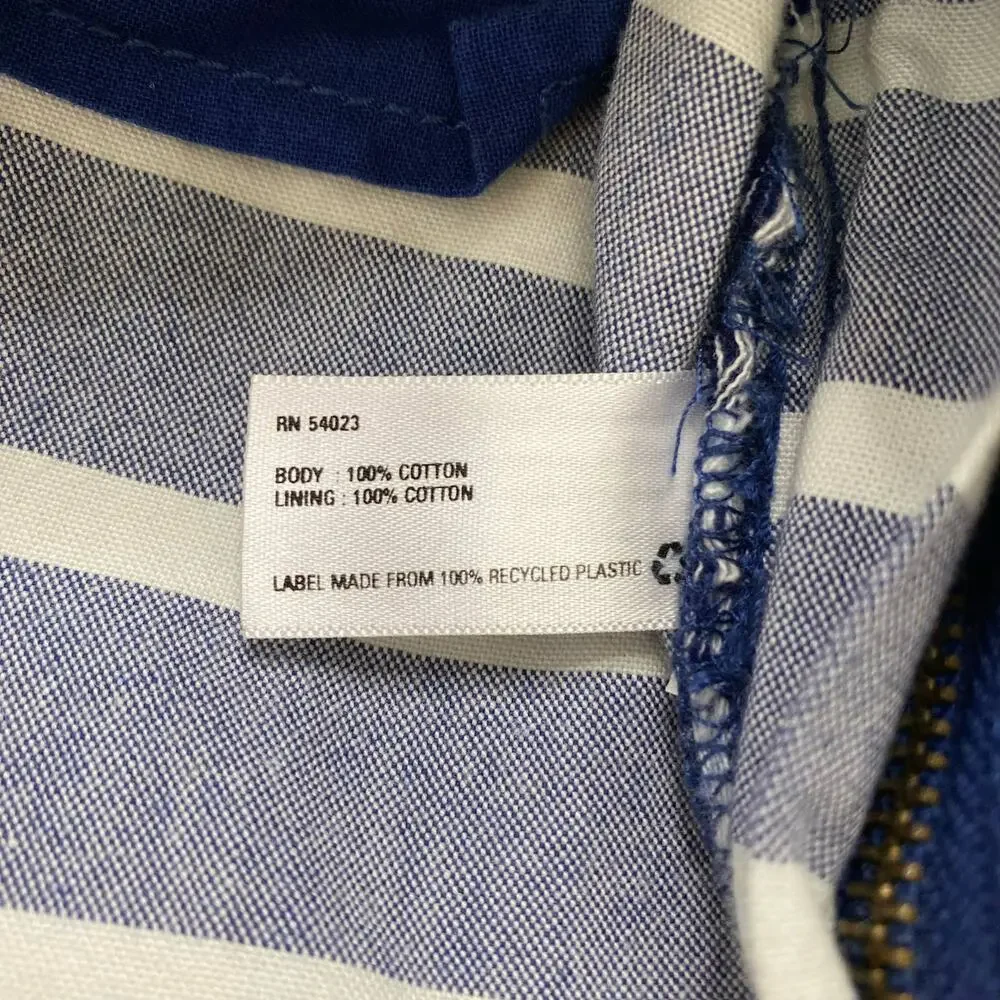 GAP KIDS Blue Chambray Stripe Beachy Anorak Hoodie Size Small Kids Pocket White